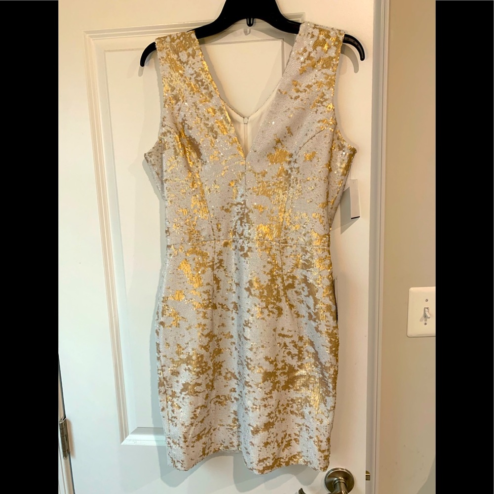 Nordstrom White/Gold Sequence Dress